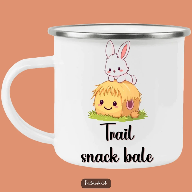 Funny Bunny Hay Bale Enamel Mug - Durable & Humorous Campfire Companion