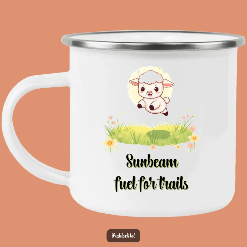 Funny Playful Lamb Camping Mug: Meadow Adventures, Perfect Funny Gift