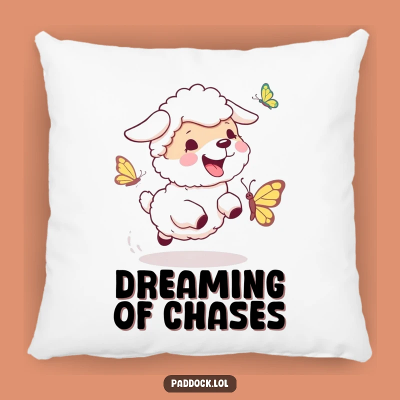 Funny Sheepdog Chase Pillow: Cozy Dog Comfort, Adorable Funny Gift