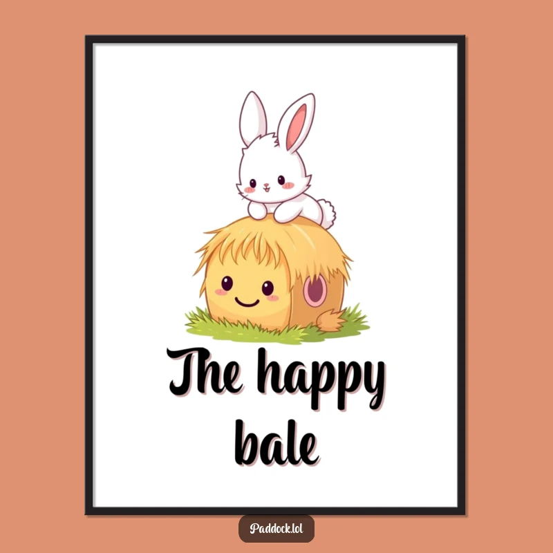 Funny Bunny Hay Bale Digital Art - Whimsical Decor & Instant Humorous Gift