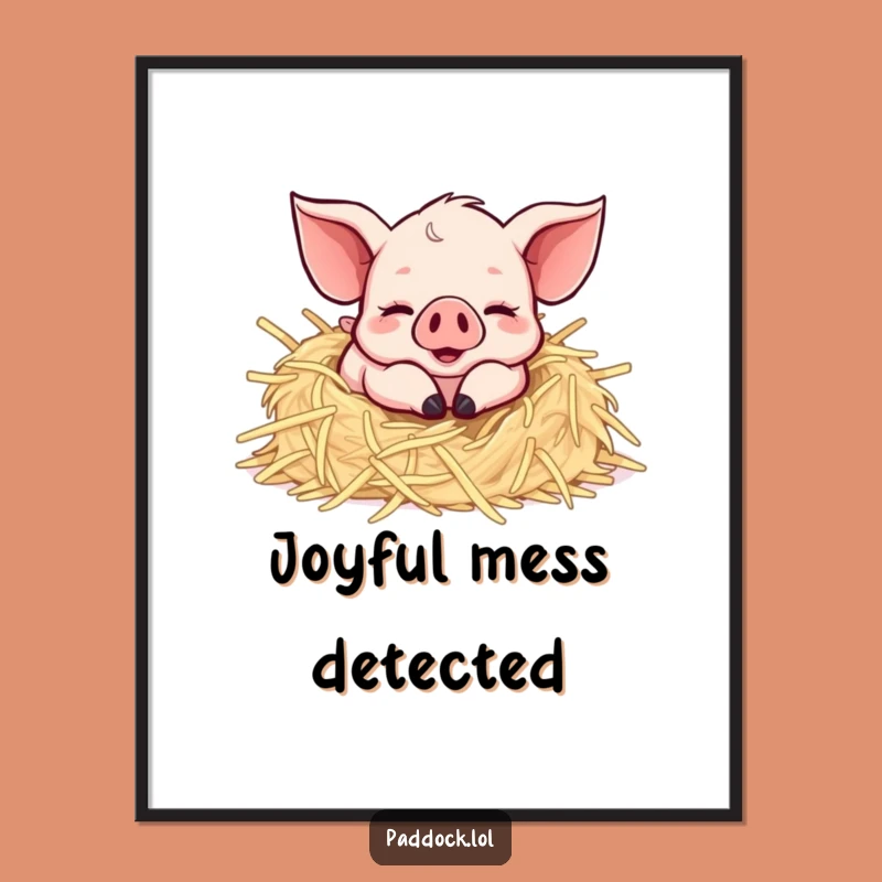 Funny Happy Piglet Digital Art: Printable Farm Joy, Instant Funny Gift