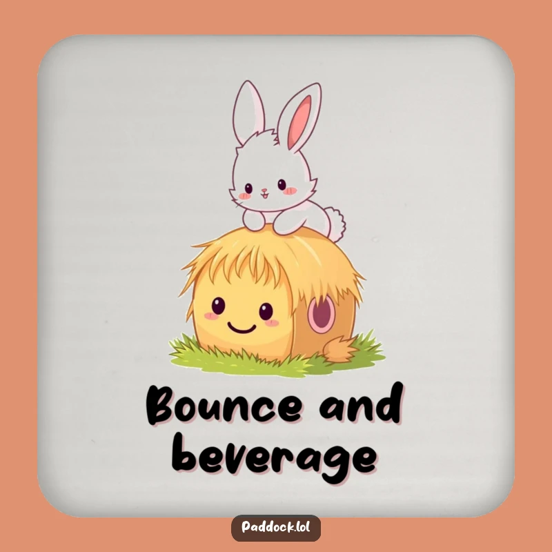 Funny Bunny Hay Bale Coaster Set - Protect Surfaces with Humorous Charm