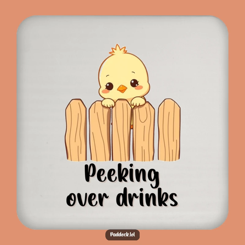 Funny Curious Chick Drink Coaster: Farm Protects Surfaces with Humor, Gift