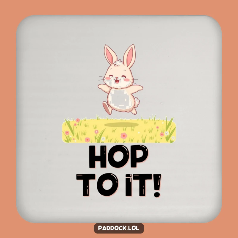 Funny Bunny Hopping Drink Coaster - Protect Surfaces with Rabbit Joy