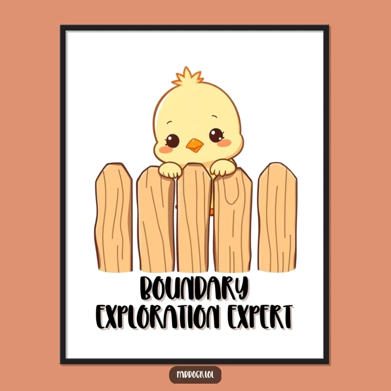 Funny Curious Chick Poster: Charming Farm Art Print, Hilarious Funny Gift