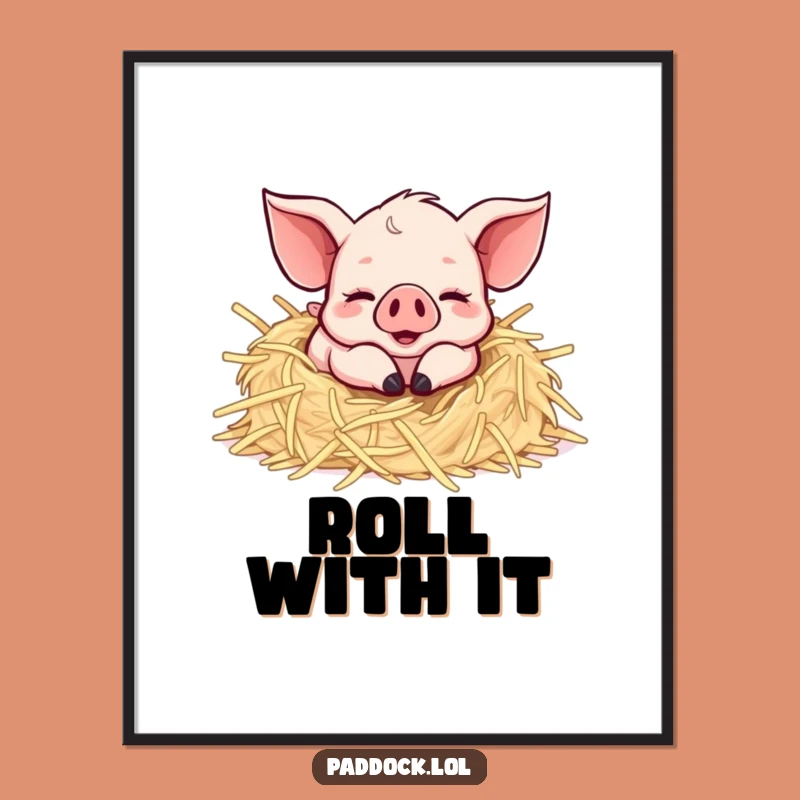 Funny Happy Piglet Poster: Cheerful Farm Art Print, Hilarious Funny Gift