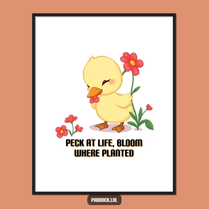 Funny Free Printable Duckling Flower Wall Art: Charming Downloadable Decor for Your Home