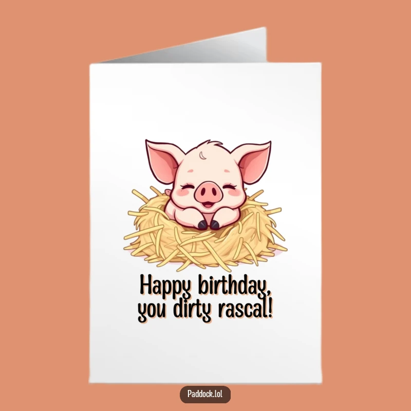 Free Printable Birthday Card: Happy Piglet, Funny Downloadable Gift for Joyful Celebrations