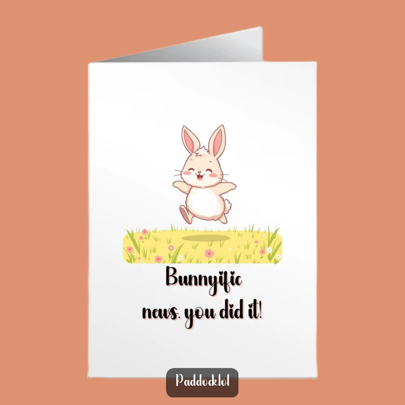 Free Printable Congrats Card: Bunny's Joyful Leap, Downloadable Celebration!