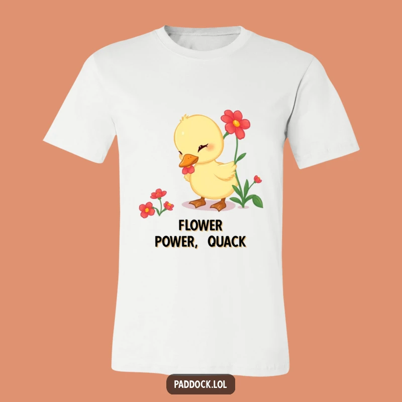 Funny Duckling Flower Pecker T-Shirt - Cute Nature Explorer's Gift