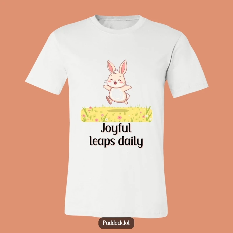Funny Bunny Hopping T-Shirt - Cute Joyful Rabbit Field Tee for Fans