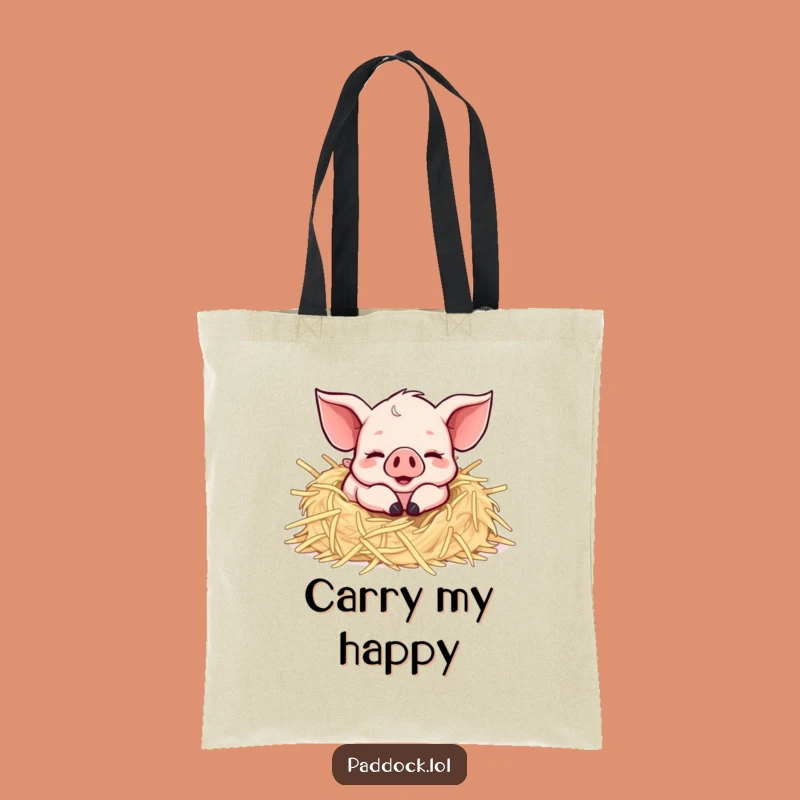 Funny Happy Piglet Tote Bag: Joyful Farm Accessory, Ideal Funny Gift